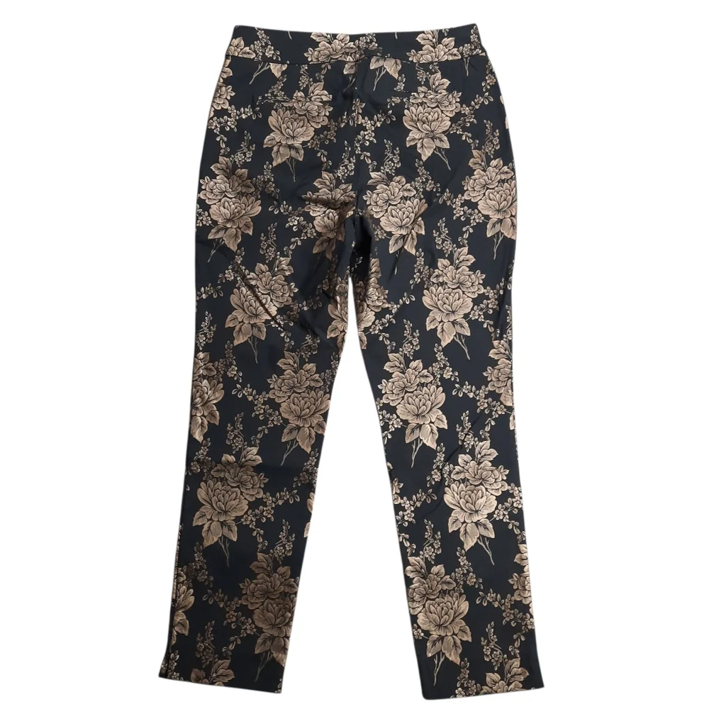 Chico's So Slimming Brigitte Gold Floral Slim Ankle Pants SZ 1.5/10 - Picture 9 of 10